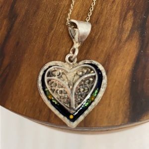 vintage 925 turkish silver filagree pendant chain